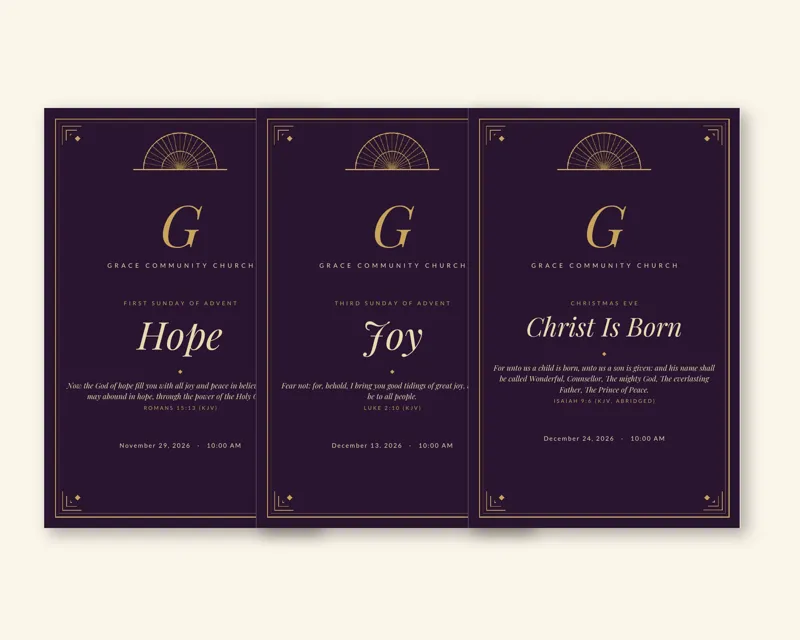 Advent Bulletin Pack (Dark Elegant) (Sample design, fictional church)
