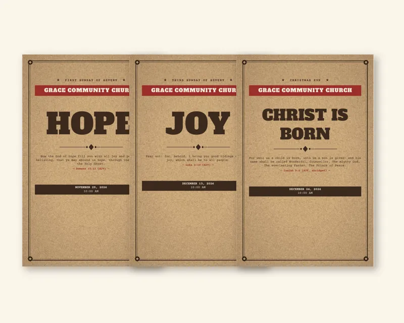 Advent Bulletin Pack (Vintage Letterpress) (Sample design, fictional church)